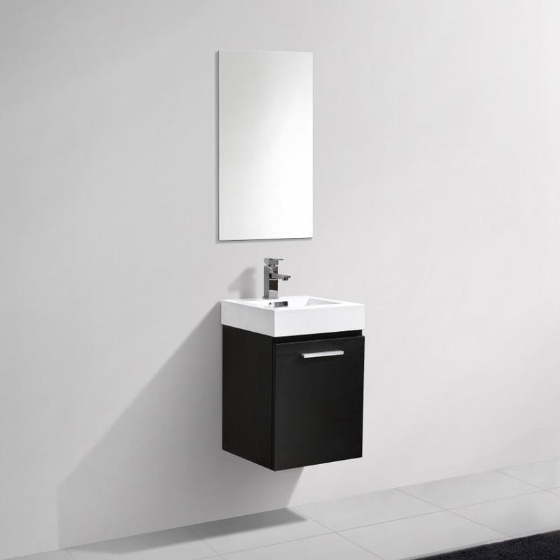 Bliss 16" Black Wall Mount Modern Bathroom Vanity BSL16-BK