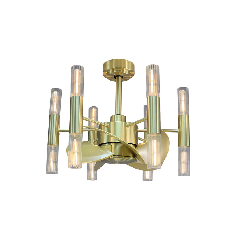 FORNO VOCE Candelabro Brushed Brass Voice Activated Smart Ceiling Fan - CF02118-BB1
