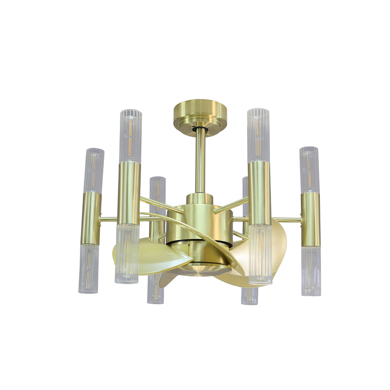 FORNO VOCE Candelabro Brushed Brass Voice Activated Smart Ceiling Fan - CF02118-BB1