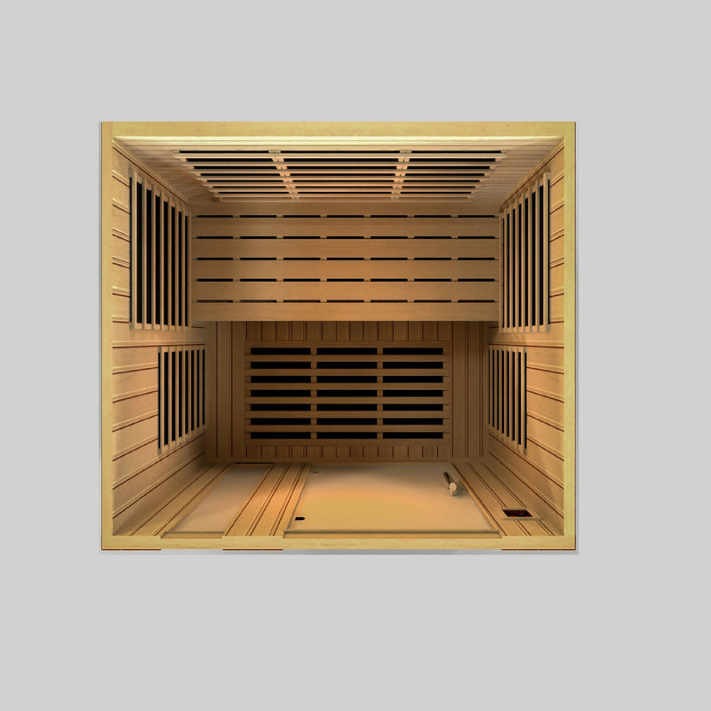 Golden Designs Dynamic Lugano 3-person Ultra Low EMF (Under 3MG) FAR Infrared Sauna (Canadian Hemlock) - DYN-6336-02 Elite