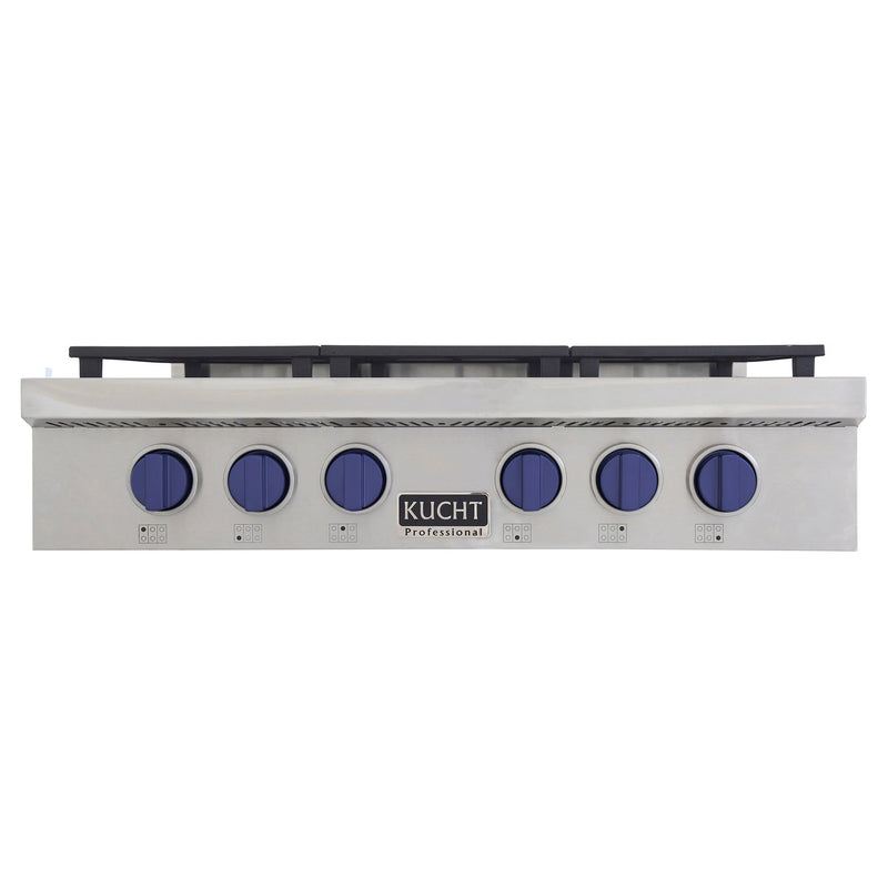 Kucht 36 in. Professional 6 Burner Gas Stovetop in Stainless Steel with Accents KFX369T