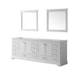 Lexora Dukes 84" White Double Vanity, no Top and 34" Mirrors LD342284DA00M34