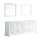 Lexora Dukes 84" White Double Vanity, no Top and 34" Mirrors LD342284DA00M34