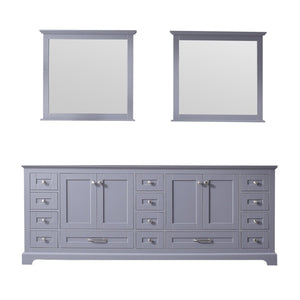 Lexora Dukes 84" Dark Grey Double Vanity, no Top and 34" Mirrors LD342284DB00M34