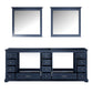 Lexora Dukes 84" Navy Blue Double Vanity, no Top and 34" Mirrors LD342284DE00M34