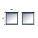 Lexora Dukes 84" Navy Blue Double Vanity, no Top and 34" Mirrors LD342284DE00M34