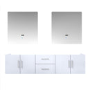 Lexora Geneva 72" Glossy White Double Vanity, no Top and 30" LED Mirrors LG192272DM00LM30