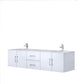 Lexora Geneva 72" Glossy White Double Vanity, White Carrara Marble Top, White Square Sinks and no Mirror LG192272DMDS000