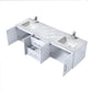 Lexora Geneva 72" Glossy White Double Vanity, White Carrara Marble Top, White Square Sinks and no Mirror LG192272DMDS000