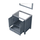 Lexora Jacques 30" Dark Grey Single Vanity, no Top and 28" Mirror LJ342230SB00M28