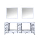 Lexora  Jacques 84" White Double Vanity, no Top and 34" Mirrors LJ342284DA00M34