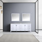 Lexora  Jacques 84" White Double Vanity, White Carrara Marble Top, White Square Sinks and 34" Mirrors LJ342284DADSM34