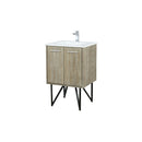 Lexora Lancy 24" Rustic Acacia Bathroom Vanity, White Quartz Top, White Square Sink, and Labaro Rose Gold Faucet Set - LLC24SKSOS000FRG