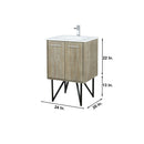 Lexora Lancy 24" Rustic Acacia Bathroom Vanity, White Quartz Top, White Square Sink, and Labaro Rose Gold Faucet Set - LLC24SKSOS000FRG