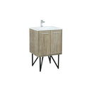 Lexora Lancy 24" Rustic Acacia Bathroom Vanity, White Quartz Top, White Square Sink, and Labaro Rose Gold Faucet Set - LLC24SKSOS000FRG