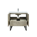 Lexora Lancy 36" Rustic Acacia Bathroom Vanity, White Quartz Top, White Square Sink, and Labaro Rose Gold Faucet Set LLC36SKSOS000FRG