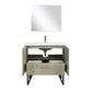 Lexora Lancy 36" Rustic Acacia Bathroom Vanity, White Quartz Top, White Square Sink, Labaro Rose Gold Faucet Set, and 28" Frameless Mirror LLC36SKSOSM28FRG
