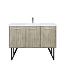 Lexora Lancy 48" Rustic Acacia Bathroom Vanity, White Quartz Top, White Square Sink, and Labaro Brushed Nickel Faucet Set LLC48SKSOS000FBN