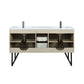 Lexora  Lancy 60" Rustic Acacia Double Bathroom Vanity, White Quartz Top, White Square Sinks, and Labaro Brushed Nickel Faucet Set LLC60DKSOS000FBN