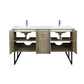 Lexora  Lancy 60" Rustic Acacia Double Bathroom Vanity, White Quartz Top, White Square Sinks, and Labaro Rose Gold Faucet Set LLC60DKSOS000FRG