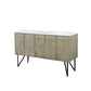 Lexora Lancy 60" Rustic Acacia Double Bathroom Vanity, White Quartz Top, and White Square Sinks LLC60DKSOS000