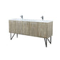 Lexora  Lancy 72" Rustic Acacia Double Bathroom Vanity, White Quartz Top, White Square Sinks, and Labaro Brushed Nickel Faucet Set LLC72DKSOS000FBN