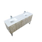 Lexora  Lancy 72" Rustic Acacia Double Bathroom Vanity, White Quartz Top, White Square Sinks, and Labaro Brushed Nickel Faucet Set LLC72DKSOS000FBN