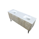 Lexora  Lancy 72" Rustic Acacia Double Bathroom Vanity, White Quartz Top, and White Square Sinks LLC72DKSOS000