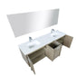 Lexora  Lancy 72" Rustic Acacia Double Bathroom Vanity, White Quartz Top, White Square Sinks, Labaro Brushed Nickel Faucet Set, and 70" Frameless Mirror LLC72DKSOSM70FBN