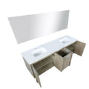 Lexora  Lancy 72" Rustic Acacia Double Bathroom Vanity, White Quartz Top, White Square Sinks, and 70" Frameless Mirror LLC72DKSOSM70
