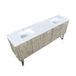 Lexora Lancy 80" Rustic Acacia Double Bathroom Vanity, White Quartz Top, and White Square Sinks LLC80DKSOS000