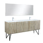 Lexora Lancy 80" Rustic Acacia Double Bathroom Vanity, White Quartz Top, White Square Sinks, Balzani Gun Metal Faucet Set, and 70" Frameless Mirror LLC80DKSOSM70FGM