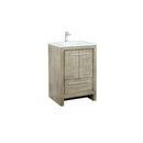 Lexora Lafarre 24" Rustic Acacia Bathroom Vanity, White Quartz Top, White Square Sink, and Labaro Brushed Nickel Faucet Set LLF24SKSOS000FBN
