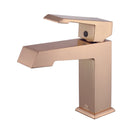 Lexora Lafarre 24" Rustic Acacia Bathroom Vanity, White Quartz Top, White Square Sink, and Labaro Rose Gold Faucet Set LLF24SKSOS000FRG