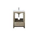 Lexora Lafarre 24" Rustic Acacia Bathroom Vanity, White Quartz Top, White Square Sink, and Labaro Rose Gold Faucet Set LLF24SKSOS000FRG