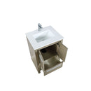 Lexora Lafarre 24" Rustic Acacia Bathroom Vanity, White Quartz Top, White Square Sink, and Labaro Rose Gold Faucet Set LLF24SKSOS000FRG