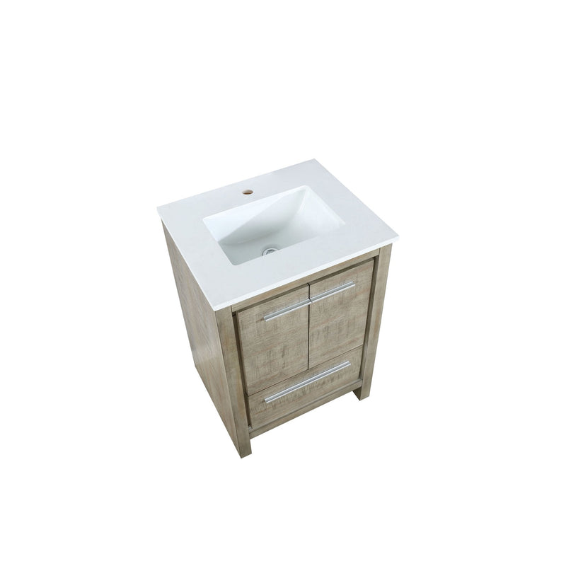 Lexora Lafarre 24" Rustic Acacia Bathroom Vanity, White Quartz Top, and White Square Sink LLF24SKSOS000