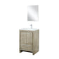Lexora Lafarre 24" Rustic Acacia Bathroom Vanity, White Quartz Top, White Square Sink, Balzani Gun Metal Faucet Set, and 18" Frameless Mirror LLF24SKSOSM18FGM