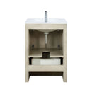 Lexora Lafarre 24" Rustic Acacia Bathroom Vanity, White Quartz Top, White Square Sink, Balzani Gun Metal Faucet Set, and 18" Frameless Mirror LLF24SKSOSM18FGM