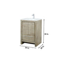 Lexora Lafarre 24" Rustic Acacia Bathroom Vanity, White Quartz Top, White Square Sink, Balzani Gun Metal Faucet Set, and 18" Frameless Mirror LLF24SKSOSM18FGM