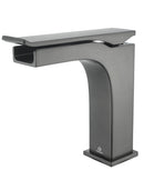 Lexora Lafarre 30" Rustic Acacia Bathroom Vanity, White Quartz Top, White Square Sink, and Balzani Gun Metal Faucet Set LLF30SKSOS000FGM