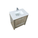 Lexora Lafarre 30" Rustic Acacia Bathroom Vanity, White Quartz Top, White Square Sink, and Balzani Gun Metal Faucet Set LLF30SKSOS000FGM