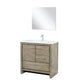 Lexora Lafarre 36" Rustic Acacia Bathroom Vanity, White Quartz Top, White Square Sink, Labaro Brushed Nickel Faucet Set, and 28" Frameless Mirror LLF36SKSOSM28FBN