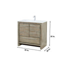 Lexora Lafarre 36" Rustic Acacia Bathroom Vanity, White Quartz Top, White Square Sink, Labaro Rose Gold Faucet Set, and 28" Frameless Mirror LLF36SKSOSM28FRG
