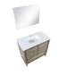 Lexora Lafarre 36" Rustic Acacia Bathroom Vanity, White Quartz Top, White Square Sink, and 28" Frameless Mirror LLF36SKSOSM28