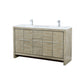 Lexora Lafarre 60" Rustic Acacia Double Bathroom Vanity, White Quartz Top, White Square Sinks, and Labaro Brushed Nickel Faucet Set LLF60DKSOD000FBN