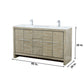 Lexora Lafarre 60" Rustic Acacia Double Bathroom Vanity, White Quartz Top, White Square Sinks, Balzani Gun Metal Faucet Set, and 55" Frameless Mirror LLF60DKSODM55FGM