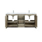 Lexora Lafarre 72" Rustic Acacia Double Bathroom Vanity, White Quartz Top, White Square Sinks, and Labaro Rose Gold Faucet Set LLF72DKSOD000FRG