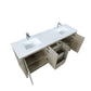 Lexora Lafarre 72" Rustic Acacia Double Bathroom Vanity, White Quartz Top, White Square Sinks, and Labaro Rose Gold Faucet Set LLF72DKSOD000FRG