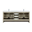 Lexora  Lafarre 80" Rustic Acacia Double Bathroom Vanity, White Quartz Top, White Square Sinks, and Labaro Rose Gold Faucet Set LLF80DKSOD000FRG